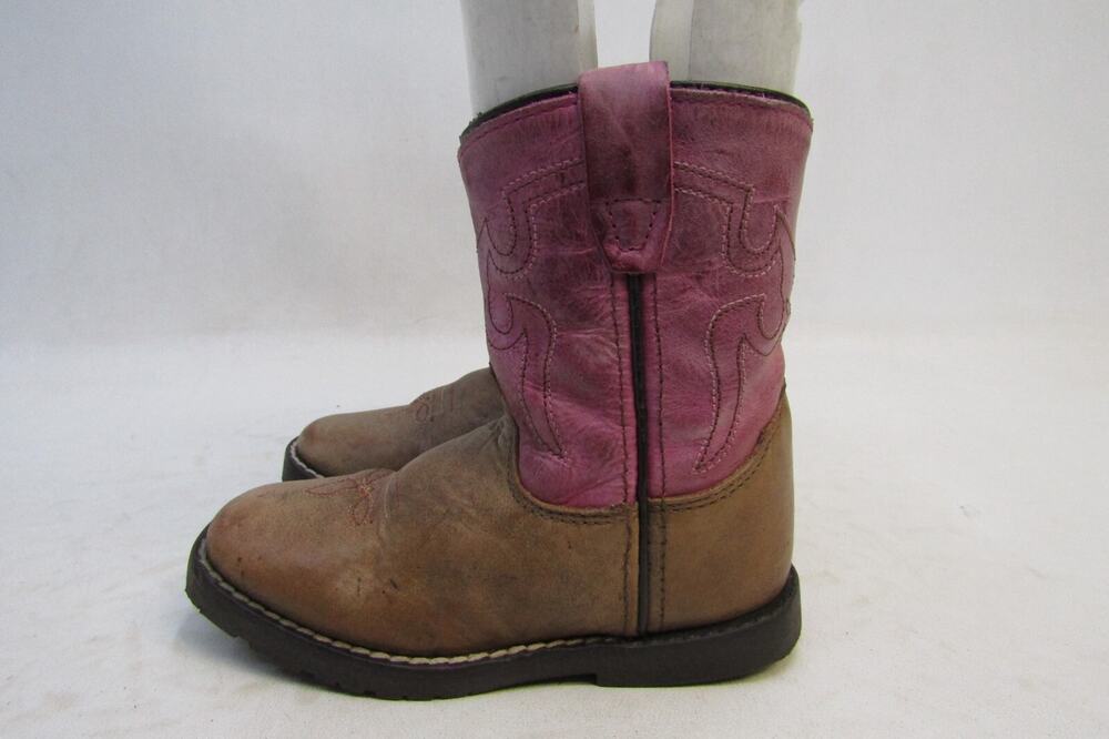 Shyanne Little Kids Youth Size 9 D Brown Pink Leather Zip Cowboy Western Boots